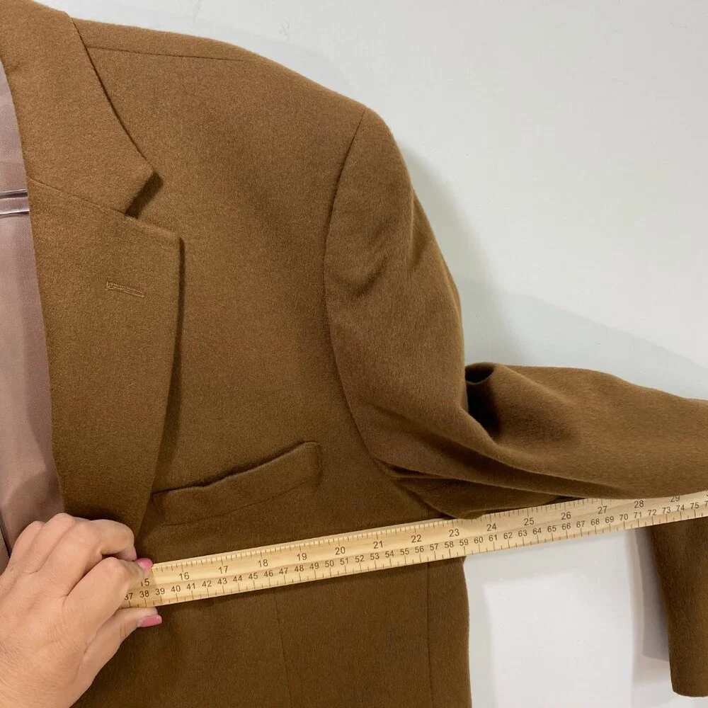 JoS A Bank Wool Cashmere Suit‎ Sport Coat Mens Tan Brown 46R Academia 2 Button